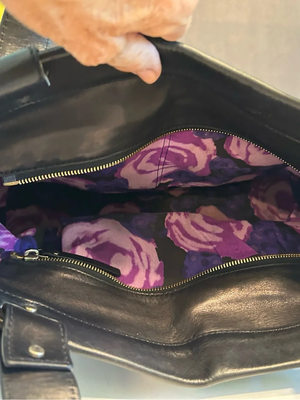 kate spade Black Leather Tote with Front Flap Detail